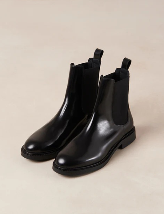 LANZ LEATHER ANKLE BOOTS BLACK