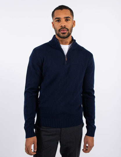 LEONARD ZIP NECK NAVY BLAZER