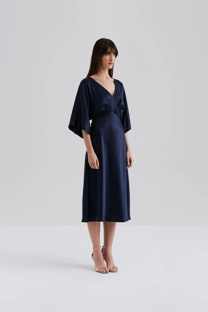 Juno v-neck satin midi dress