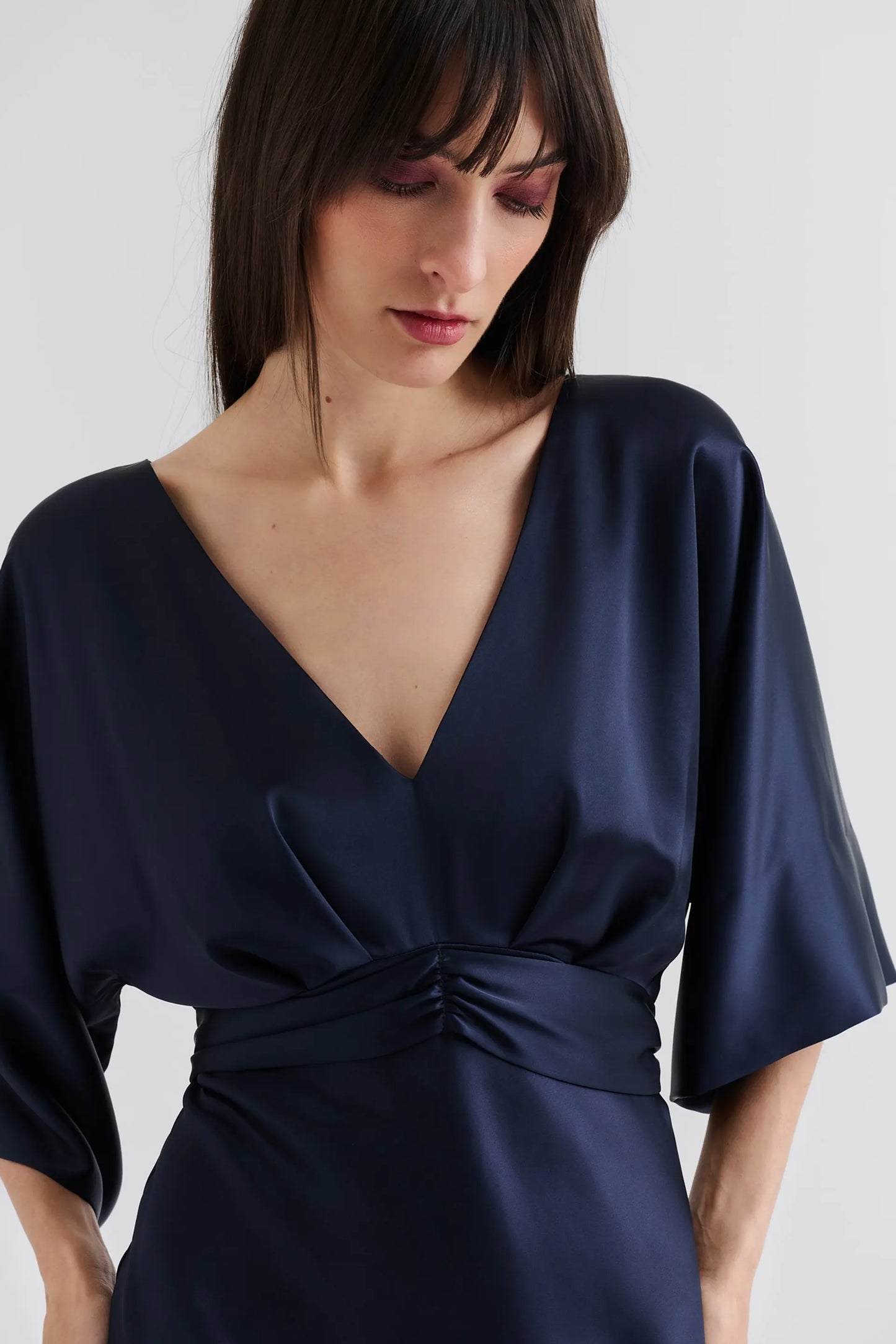 Juno v-neck satin midi dress