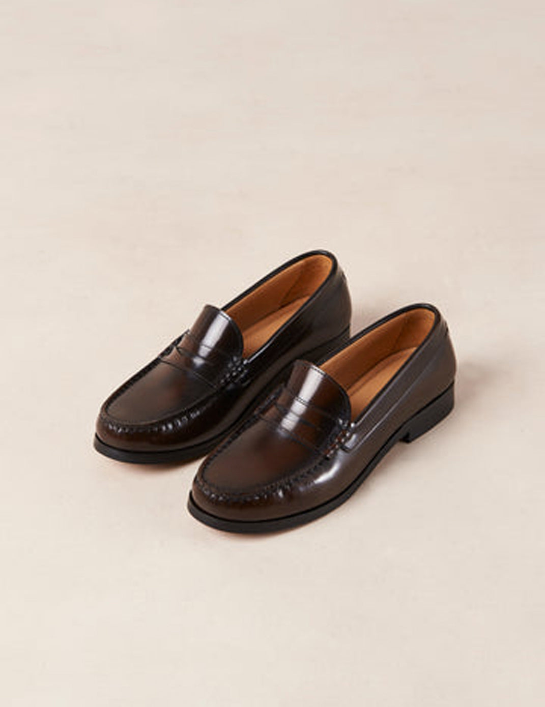 Rivet Brushed Coffee Brown Leather Loafers