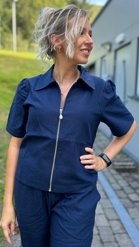 MILA SKJORTE LIN NAVY