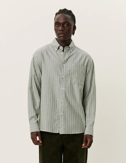 KOLTON HERRINGBONE POPLIN SHIRT WHITE/CHIVE GREEN