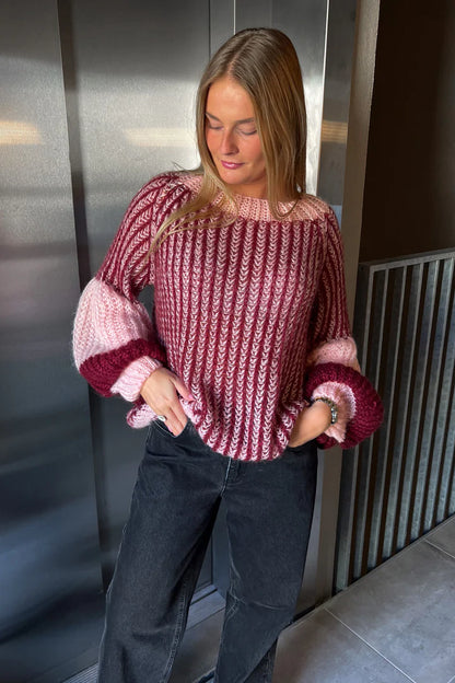 LIANA KNIT SWEATER RUST BLUSH COMBO