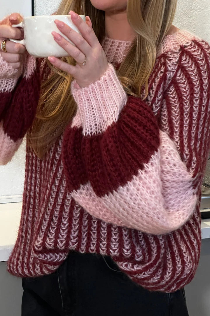 LIANA KNIT SWEATER RUST BLUSH COMBO