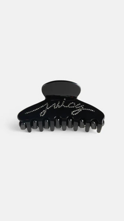 BLACK DIAMENTE SCRIPT CLAW HAIR CLIP