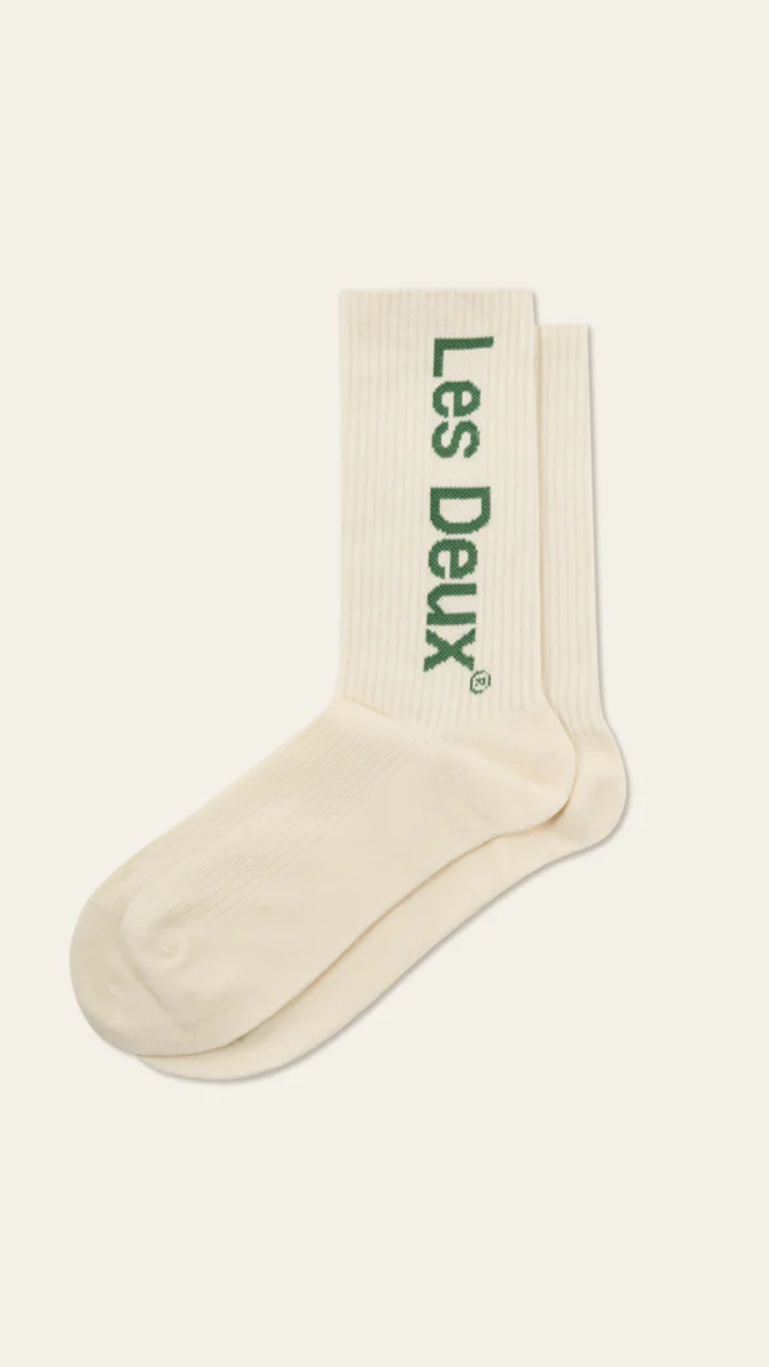 BRODY RIB SOCKS 2-PACK IVORY/VINTAGE GREEN